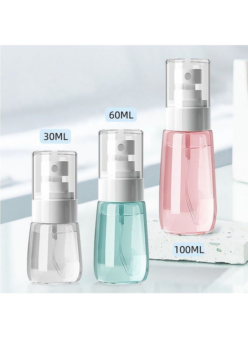 YOUGE 3Pcs Small Spray Bottle,(30ml+60ml+100ml) Mini Spray Bottles, Empty Travel Spray Bottle, Fine Mist Plastic Spray Bottles (Clear+Green+Pink) - Image 1